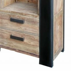 Industry Regal Bleska Aus Teak Massivholz Und Metall Schwarz -Gosy-shop industry regal teak massivholz und metall schwarz zwei schubladen bleska 02