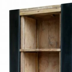 Industry Regal Bleska Aus Teak Massivholz Und Metall Schwarz -Gosy-shop industry regal teak massivholz und metall schwarz zwei schubladen bleska 03