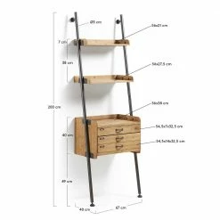 Industry Style Leiterregal Melionas Mit Zwei Schubladen -Gosy-shop industry style leiterregal zwei schubladen holz massiv tanne und eisen melionas 02