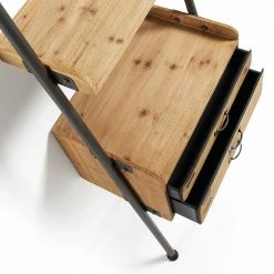 Industry Style Leiterregal Melionas Mit Zwei Schubladen -Gosy-shop industry style leiterregal zwei schubladen holz massiv tanne und eisen melionas 03