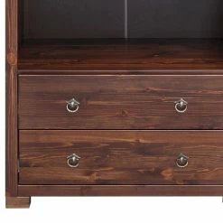 Kiefer Holzregal In Dunkelbraun Lackiert - Luvin -Gosy-shop kiefer holzregal in dunkelbraun lackiert mit 4 faechern 2 schubladen luvin 03