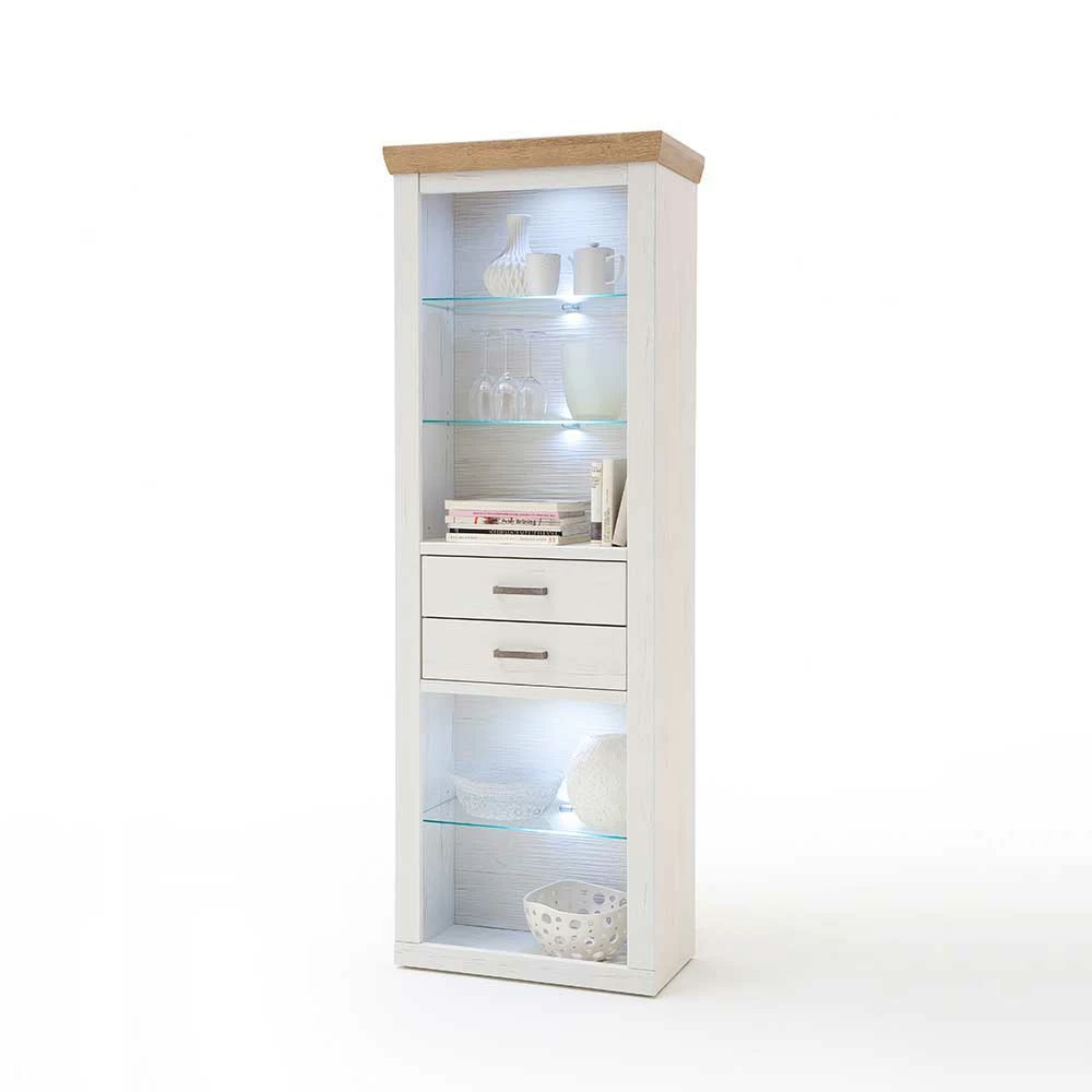 Landhaus MDF Regal Mit Glasböden - Samula 2 Landhaus MDF Regal Mit Glasböden - Samula – Bild 2