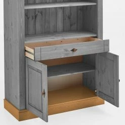 Landhaus Regal Schrank In Grau & Kiefer Lauge - Cempino -Gosy-shop landhaus regal schrank in grau kiefer lauge 108x203x45 cm cempino 03