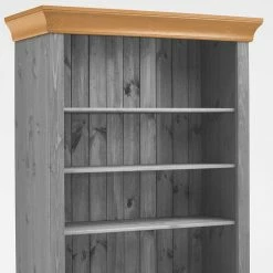 Landhaus Regal Schrank In Grau & Kiefer Lauge - Cempino -Gosy-shop landhaus regal schrank in grau kiefer lauge 108x203x45 cm cempino 04
