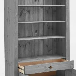 Landhaus Regal Schrank In Grau & Kiefer Lauge - Cempino -Gosy-shop landhaus regal schrank in grau kiefer lauge 108x203x45 cm cempino 05