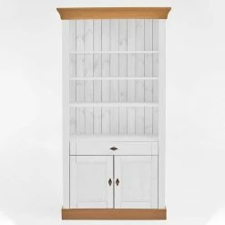 Landhausschrank In Weiß & Kiefer Lauge - Sibiuta -Gosy-shop landhausschrank in weiss kiefer lauge 108x203x45 cm sibiuta 01