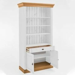 Landhausschrank In Weiß & Kiefer Lauge - Sibiuta -Gosy-shop landhausschrank in weiss kiefer lauge 108x203x45 cm sibiuta 02