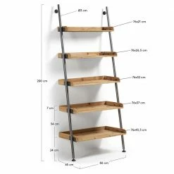 Leiter Regal Melionas Im Industrie Design 200cm Hoch -Gosy-shop leiter regal industrie design 200cm hoch mit fuenf boeden massivholz tanne und eisen melionas 02