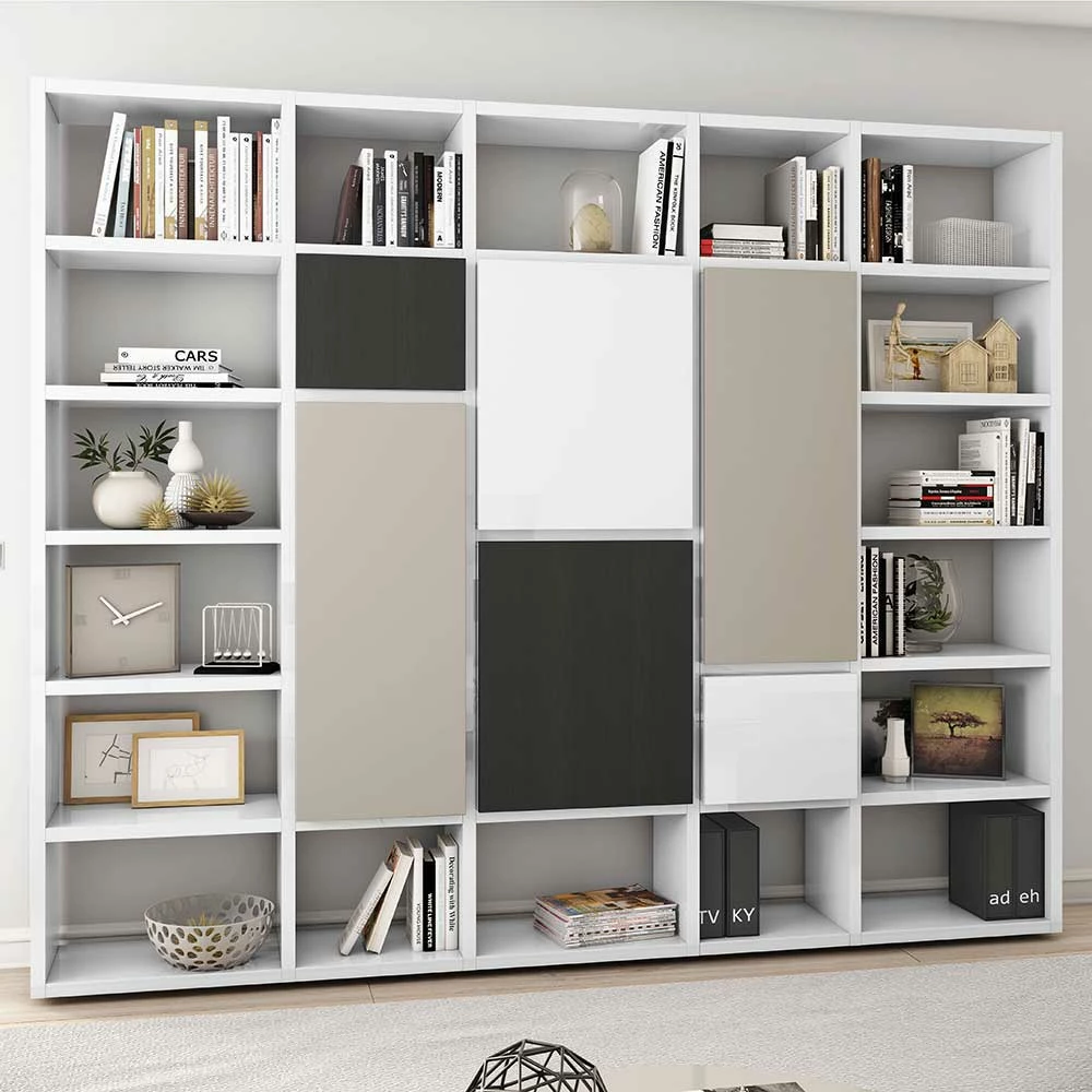 Moderne Regalwand In Weiß - Lidio 1 Moderne Regalwand In Weiß - Lidio