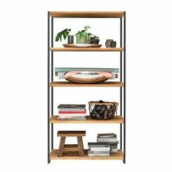 Gosy-shop -Gosy-shop modernes wildeiche regal mit stahlgeruest in schwarz sluganov 01