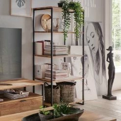 Modernes Wildeiche Regal Mit Stahlgerüst - Sluganov 9 Modernes Wildeiche Regal Mit Stahlgerüst - Sluganov -Gosy-shop modernes wildeiche regal mit stahlgeruest in schwarz sluganov 03