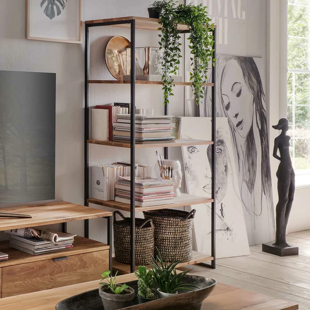 Modernes Wildeiche Regal Mit Stahlgerüst - Sluganov 4 Modernes Wildeiche Regal Mit Stahlgerüst - Sluganov – Bild 4