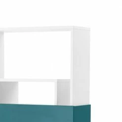 Offenes Standregal Norella In Weiß Mit Petrol -Gosy-shop offenes standregal weiss mit petrol mit geschlossenem fach mit klappe norella 03