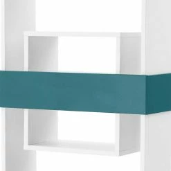 Offenes Standregal Norella In Weiß Mit Petrol -Gosy-shop offenes standregal weiss mit petrol mit geschlossenem fach mit klappe norella 04