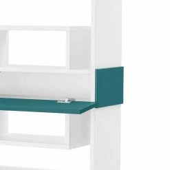 Offenes Standregal Norella In Weiß Mit Petrol -Gosy-shop offenes standregal weiss mit petrol mit geschlossenem fach mit klappe norella 05