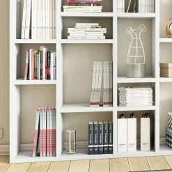 Gosy-shop -Gosy-shop praktisches raumteilerregal in weiss lackiert 296x222 cm adelda 02