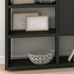 Gosy-shop -Gosy-shop regalwand in eiche schwarz braun mit geschlossenem stauraum nesi 02