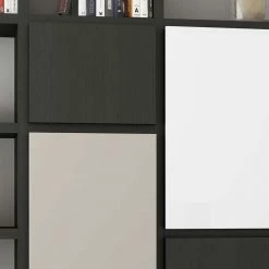 Schwarzbraunes Bücherregal Mit 4 Türen - Yanino -Gosy-shop schwarzbraunes buecherregal mit 4 tueren in hochglanz yanino 03