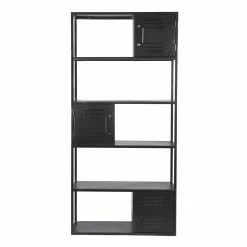 Schwarzes Metallregal Mit 5 Fächern - Limkel -Gosy-shop schwarzes metallregal mit 5 faechern 3 tueren industrial limkel 01