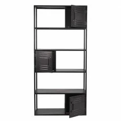 Schwarzes Metallregal Mit 5 Fächern - Limkel -Gosy-shop schwarzes metallregal mit 5 faechern 3 tueren industrial limkel 02