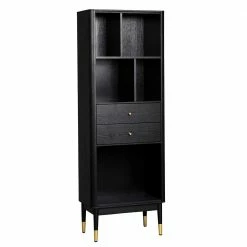 Schwarzes Regal Mit Schubladen 60x170x35 - Orgevia