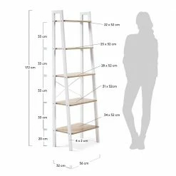 Skandi Leiterregal In Natur & Weiß - Enzetra -Gosy-shop skandi leiterregal in natur weiss 56x172x32 cm enzetra 03