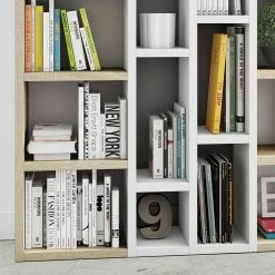 Sonoma Eiche Bücherregal Mit 22 Fächern - Vartess -Gosy-shop sonoma eiche buecherregal mit 22 faechern 145 cm breit vartess 02