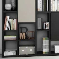 Gosy-shop -Gosy-shop stauraum regal in schwarzbraun eiche mit 27 faechern 5 tueren retego 02