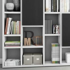 Stauraum Regal Wand Mit 5 Türfächern - Jefferson -Gosy-shop stauraum regal wand mit 5 tuerfaechern in weiss schwarzbraun jefferson 02