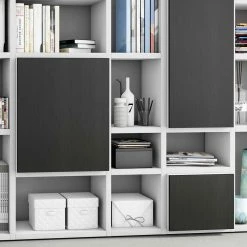 Stauraum Regal Wand Mit 5 Türfächern - Jefferson -Gosy-shop stauraum regal wand mit 5 tuerfaechern in weiss schwarzbraun jefferson 03