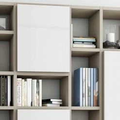 Stauraum Regalwand In Beige Matt - Quota -Gosy-shop stauraum regalwand in beige matt mit 5 tueren in hochglanz weiss quota 03