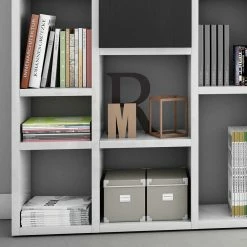 Stauraum Wohnregal In Weiß Glanz - Waruna -Gosy-shop stauraum wohnregal in weiss glanz mit 5 tueren schwarzbraun eiche waruna 02