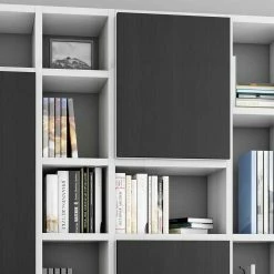 Stauraum Wohnregal In Weiß Glanz - Waruna -Gosy-shop stauraum wohnregal in weiss glanz mit 5 tueren schwarzbraun eiche waruna 03