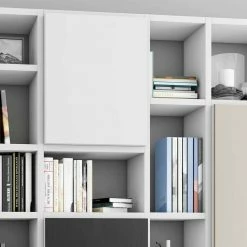 Vielseitiges Wohnraum Regal In Weiß - Woodstock -Gosy-shop vielseitiges wohnraum regal in weiss mit 5 tuerfaechern woodstock 03