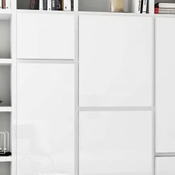 Wandregal Lutz In Weiß Hochglanz -Gosy-shop wandregal in weiss hochglanz mit push to open tueren lutz 03