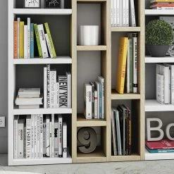 Weiße Regal Wand Mit Sonoma Eiche - Vita -Gosy-shop weisse regal wand mit sonoma eiche dekor 191x222x34 cm vita 02