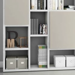 Weißes Bücherregal In Hochglanz - Joinaru -Gosy-shop weisses buecherregal in hochglanz mit 5 tueren in beige matt joinaru 02