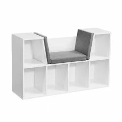 Weißes Flurregal Mit Sitzfläche - Danaha -Gosy-shop weisses flurregal mit sitzflaeche sechs faechern danaha 04