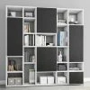 Weißes Regal Für Wohnräume & Büro - Nevesk -Gosy-shop weisses regal fuer wohnraeume buero mit 5 schwarzbraunen tueren nevesk 01