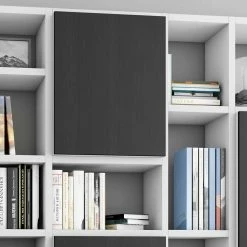 Weißes Regal Für Wohnräume & Büro - Nevesk -Gosy-shop weisses regal fuer wohnraeume buero mit 5 schwarzbraunen tueren nevesk 03