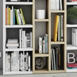 Wohnraum Regal In Hochglanz Weiß - Clora -Gosy-shop wohnraum regal in hochglanz weiss und sonoma eiche 191x222 cm clora 02