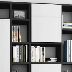 Wohnzimmer Regal In Eiche Schwarzbraun - Barosio -Gosy-shop wohnzimmer regal in eiche schwarzbraun mit weiss hochglanz barosio 03