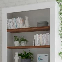 Zweifarbiges Wohnraumregal 110x191x43 - Heres -Gosy-shop zweifarbiges wohnraumregal 110x191x43 in weiss glanz nussbaum dekor heres 04